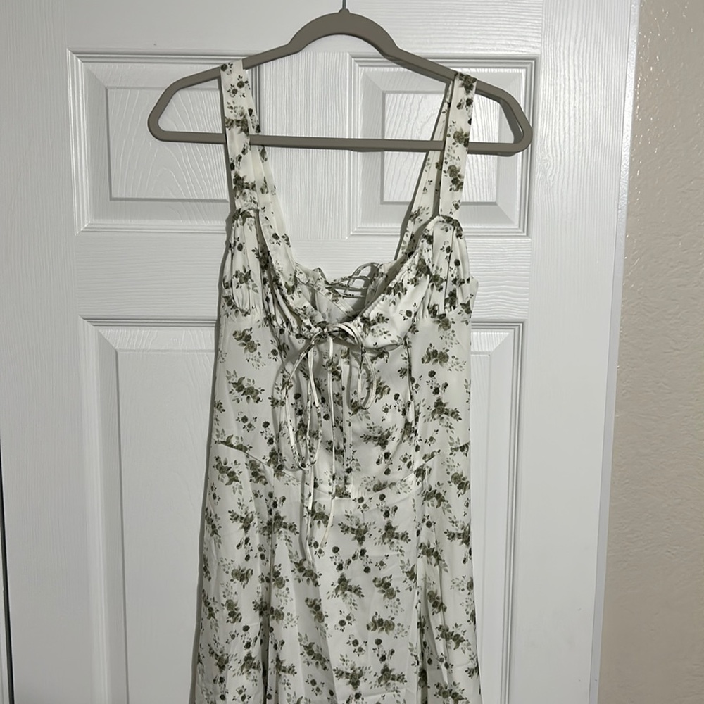 Viral Cottagecore Corset Tied Front Flowy Dress Size Large